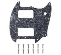 1 battipenna Yootones HH 9 fori ad angolo rotondo per chitarra, 2 humbucker, compatibile con chitarra elettrica Mustang Squier Bullet (4 strati di perle nere)