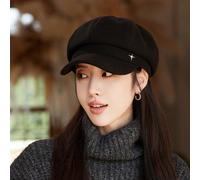 1 Berretto basco a quattro punte da donna per autunno e inverno, cappello coreano a otto angoli che valorizza il viso, cappello da pittore giapponese con ampio giro testa Tagli UnicaGeometrico,Colore 