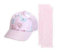 1 Berretto da Baseball, 1 Paio di Maniche Protettive Solari, Cappello A Coda di Cavallo per Ragazza, Cappello da Sole A Tesa Larga, Cappello Regolabile, Tuta Parasole per Esterni