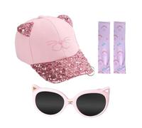 1 Berretto da Baseball per Gatti, 1 Paio di Occhiali da Sole, 1 Paio di Maniche protettive dal Sole, Berretto con Visiera per Bambini, Set di Protezione Solare Estivo