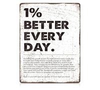1% Better Every Day Metal Tin Sign Home Office 12x8 Inch