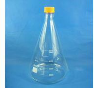 1 beuta di Erlenmeyer con tappo a vite GL45 - Flacone for reagenti in vetro da laboratorio borosilicato (250 ml-5000 ml) con anello antigoccia(5000ml)