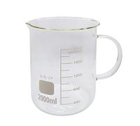 1 bicchiere in vetro borosilicato alto da 50 ml, 100 ml, 250 ml, 500 ml, 1000 ml, con manico, misurino, attrezzatura da laboratorio (2000 ml)