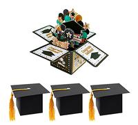 1 biglietto d'auguri 3D e 3 scatole regalo di congratulazioni per la laurea, per il successo dell'esame, pieghevole,