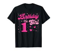 1 Birthday Girl Sweet One 1st Pink Crown Tee per Ragazze Maglietta