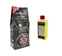 1 biscotto LotusGrill Superior BBQ da 3 kg + 1 pasta combustibile LotusGrill da 500 ml - CO2 neutro, si accende rapidamente, tempo di combustione