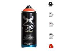 1 Bomboletta Spray Vernice Acrilica per GRAFFITI Arancione A074 da 400ml + 5 testine per tratti precisi e spessi, finitura opaca coprente, per street artists murales (BIG BANG ORANGE)