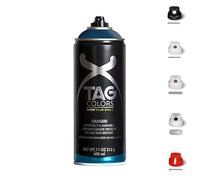 1 Bomboletta Spray Vernice Acrilica per GRAFFITI Blu A034 da 400ml + 5 testine per tratti precisi e spessi, finitura opaca coprente, per street artists murales (INTERGALACTIC BLUE)