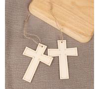 1 borsa 12pz fai-da-te ciondolo in legno pendente pendente forma crocifisso