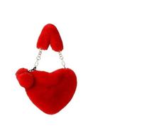 1 Borsa A Forma Di Cuore Rossa, Carina Borsetta Peluche, Busta Incrociata Carina Per Donne, Borsa A Tracolla A Catena Morbida Creativa, Borsa Per Abbigliamento Alla Moda.