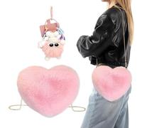 1 Borsa A Forma Di Traversa A Forma Di Cuore E 1 Ciondolo Di Cartoni Animati, Peluche A Traversa, Borsa A Traversa Carina, Borsa A Traversa Creativa.