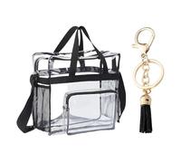 1 borsa a mano trasparente, 1 ciondolo a nappa, borsa a tracolla con tracolla impermeabile, borsa a mano di grande capacità, borsa di stoccaggio, Trasparente, Talla única