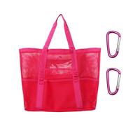 1 Borsa A Rete Rosa, 2 Fibbie Pendenti, Borsa Per Giocattoli Da Spiaggia, Borsa Cava Traspirante, Borsa Multitasche, Borsa Da Spiaggia Portatile, Adatta Per Piscina E Viaggi In Spiaggia