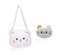 1 Borsa A Tracolla A Forma Di Gattino E 1 Ciondolo A Forma Di Gattino, Simpatica Borsa A Tracolla A Forma Di Cartone Animato, Borsa A Tracolla In Peluche, Borsa Per Ragazze