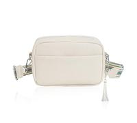 1 borsa a tracolla casual con 1 ciondolo a nappa, strumento di conservazione portatile, borsa a tracolla in PU alla moda, con scomparti multipli, borsa da donna regolabile, adatta per viaggi (bianco),