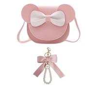 1 Borsa A Tracolla Con Orecchie Da Topo E 1 Portachiavi Con Fiocco, Borsa A Tracolla Dalla Forma Carina, Borsa A Tracolla Per Ragazze, Borsa A Tracolla In Pelle Pu