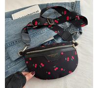 1 Borsa a tracolla in poliestere con stampa di ciliegie, in stile coreano alla moda, semplice ed elegante. Chiusura con cerniera e cinghie regolabili adatte per le ragazze. È la scelta migliore per ab