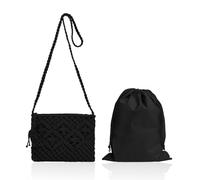1 Borsa A Tracolla In Tessuto, 1 Borsa Con Coulisse, Borsa A Tracolla Piccola Da Donna, Borsa A Tracolla In Cotone Con Frange, Borsa A Tracolla In Tessuto, Borse Estive Da Donna