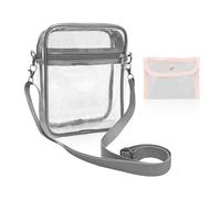 1 borsa a tracolla trasparente, 1 borsa a scatto, tracolla regolabile, custodia impermeabile, portafoglio portatile, borsa da viaggio, Bordo grigio trasparente, taglia unica, moderno