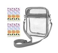 1 borsa a tracolla trasparente, 2 adesivi per animali, tracolla regolabile, custodia impermeabile, borsa da viaggio portatile, borsa da viaggio cross-body, borsa da viaggio multifunzionale, Bordo