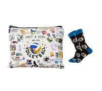 1 Borsa Cosmetica A Forma Di Pallavolo E 1 Paio Di Calze Sportive, Borsa Cosmetica Impermeabile Stampata Su Due Lati, Adatta Per Il Fitness E Il Trasporto Da Viaggio.