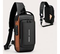 1 borsa da petto con lucchetto con password antifurto, esclusivamente da uomo, è una perfetta combinazione di moda (nero)