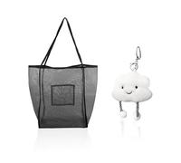 1 Borsa Da Spiaggia, 1 Fibbia Con Chiave, Borsa Da Spiaggia Pieghevole, Borsa Da Spiaggia In Rete, Borsa Per La Spesa Portatile