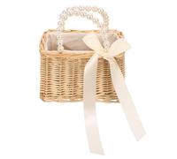 1 borsa da spiaggia da donna in paglia con perle, borsa portatile per vacanze, shopping e tempo libero, borsa a tracolla alla moda con grande spazio e design pratico