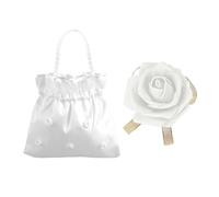 1 borsa da sposa satinata, 1 fiore da polso, borsa da sposa, accessori da sposa, borsa da sposa, borsa da sposa bianca