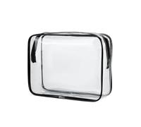 1 borsa da toilette trasparente, per cosmetici, per trucchi, in PVC, impermeabile, per bagagli, accessori da viaggio, borsa per trucchi, trousse da viaggio, colore nero, XL, Nero , xl