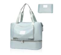 1 borsa da viaggio verde, borsa di grande capacità, custodia pieghevole, borsa da palestra impermeabile, borsa per bagagli separata asciutta e bagnata, borsa a tracolla portatile (39 * 22 * 31 cm)