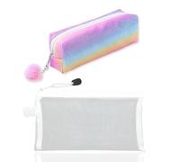 1 Borsa Di Gesso Iridescente E 1 Borsa Per I Compiti, Astuccio Lampeggiante Alla Moda, Custodia In Rete Trasparente, Cancelleria Per L'Apprendimento.