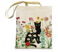 1 Borsa Di Tela, 1 Borsa, 1 Paio Di Calzini E 30 Segnalibri, Set Regalo A Tema Gatto Nero, Pratica Borsa Della Spesa, Adatta Per Gli Amanti Dei Gatti.