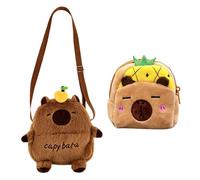 1 Borsa In Peluche Arancione Capibara E 1 Borsa, Simpatico Abito Con Stampa Animalier, Borsa A Tracolla Per Ragazze, Adatti Per La Vita Quotidiana E Gli Appuntamenti.