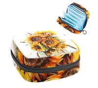 1 borsa per assorbenti igienici, grande organizer riutilizzabile per il primo ciclo mestruale, per ragazze, donne, donne, 17 x 17 x 12 cm/bouquet di girasoli acquerelli, multicolore, 4.7x6.6x6.6