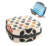 1 borsa per assorbenti igienici, grande organizer riutilizzabile per il primo ciclo mestruale, per ragazze, donne, donne, 17 x 17 x 12 cm, motivo zampa di gatto e cane