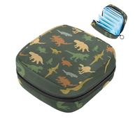 1 borsa per assorbenti igienici, grande, riutilizzabile, per il primo ciclo mestruale, per ragazze, donne, 17 x 17 x 12 cm, con silhouette colorata di dinosauro