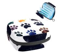 1 borsa per assorbenti igienici, grande, riutilizzabile, per il primo ciclo mestruale, per ragazze, donne, 17 x 17 x 12 cm, stampe colorate con zampe di gatto
