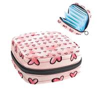 1 borsa per assorbenti igienici, grande, riutilizzabile, per il primo ciclo mestruale, per ragazze, donne, 17 x 17 x 12 cm, motivo battito cardiaco con simpatico cuore senza cuciture
