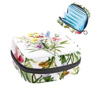 1 borsa per assorbenti igienici, grande, riutilizzabile, per il primo periodo, per ragazze, donne, donne, 17 x 17 x 12 cm, bouquet estetico con fiori selvatici e acquerelli