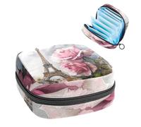 1 borsa per assorbenti igienici, grande, riutilizzabile, per il primo periodo, per ragazze, donne, donne, 17 x 17 x 12 cm, Torre Eiffel di Parigi, rosa, multicolore, 4.7x6.6x6.6 in/12x17x17 cm
