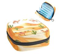 1 borsa per assorbenti igienici, grande, riutilizzabile, per il primo periodo, per ragazze, donne, donne, 17 x 17 x 12 cm, paesaggio desertico con cammelli, cactus e sole