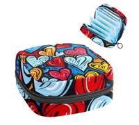 1 borsa per assorbenti igienici, grande, riutilizzabile, per il primo periodo, per ragazze, donne, donne, 17 x 17 x 12 cm, graffiti con cuori rossi astratti