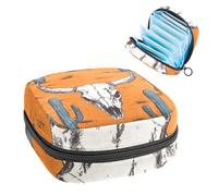 1 borsa per assorbenti igienici, grande, riutilizzabile, per il primo periodo, per ragazze, donne, donne, 17 x 17 x 12 cm, motivo mucca del deserto e cactus verde