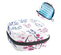 1 borsa per assorbenti igienici, grande, riutilizzabile, per il primo periodo, per ragazze, donne, donne, 17 x 17 x 12 cm, set di elementi floreali con foglie verdi