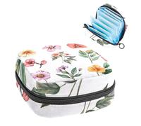1 borsa per assorbenti igienici, grande, riutilizzabile, per il primo periodo, per ragazze, donne, donne, 17 x 17 x 12 cm, set di acquerelli con fiori e foglie