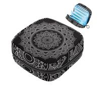 1 borsa per assorbenti igienici, grande, riutilizzabile, per il primo periodo, per ragazze, donne, donne, 17 x 17 x 12 cm, mandala indiano psichedelico henné, multicolore, 4.7x6.6x6.6 in/12x17x17 cm