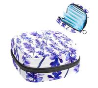 1 borsa per assorbenti igienici, grande, riutilizzabile, per il primo periodo, per ragazze, donne, donne, 17 x 17 x 12 cm, fiori viola lavanda