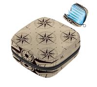 1 borsa per assorbenti igienici, grande, riutilizzabile, per il primo periodo, per ragazze, donne, donne, 17 x 17 x 12 cm, bussola nautica di navigazione retrò