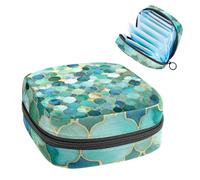1 borsa per assorbenti igienici, grande, riutilizzabile, per il primo periodo, per ragazze, donne, donne, 17 x 17 x 12 cm, motivo sirena, turchese, verde, astratto, multicolore, 4.7x6.6x6.6